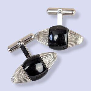 Vintage Destino Boucher Silver & Black Cufflinks
